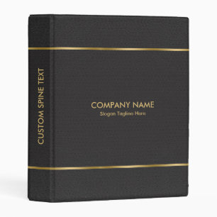 Black Leather Gold Stripes Accents 3 Ring Binder
