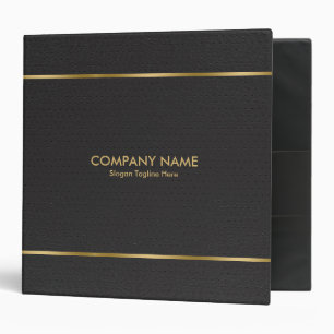 Black Leather Gold Stripes Accents 3 Ring Binder
