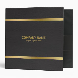 Black Leather Gold Stripes Accents 3 Ring Binder