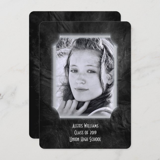 Black Leather Graduation Invite (Front/Back)
