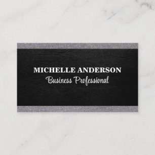 Black Leather   Gray Fabric Trim Business Card