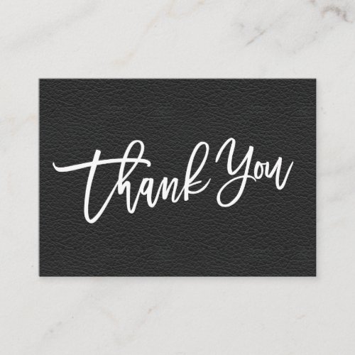Black Leather hand written Thank you customer Enclosure Card