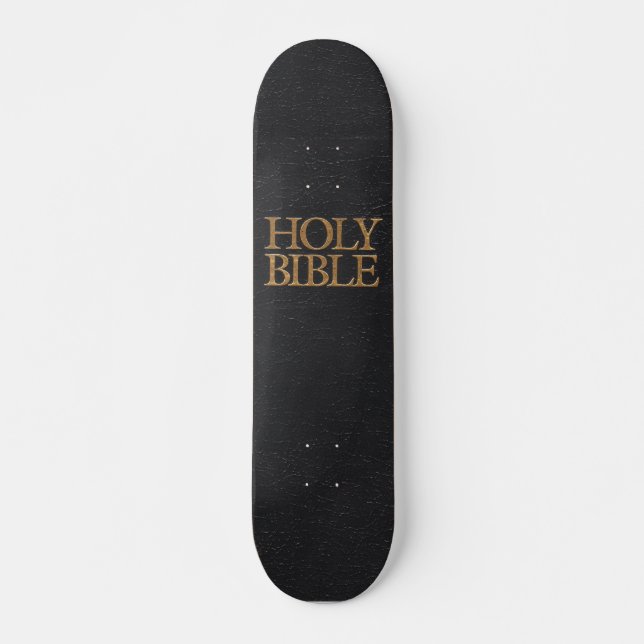 Black Leather Holy Bible Cover Skateboard Deck (Front)