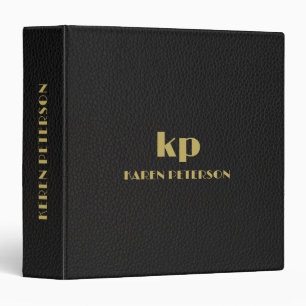 Black Leather Image Custom Gold Typography 3 Ring Binder
