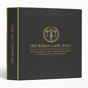 Black Leather Image Gold Accent 3 Ring Binder