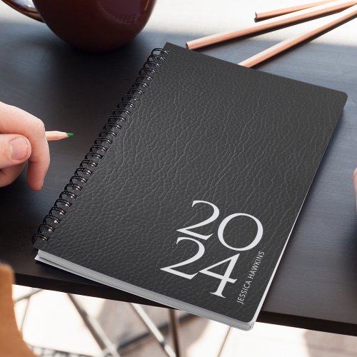 Black Leather Image Personal 202x Weekly Planner