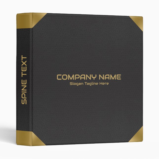 Black Leather image print with gold accents 3 Ring Binder (Front/Spine)