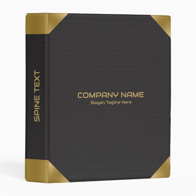 Black leather image print with gold accents mini binder (Front/Spine)