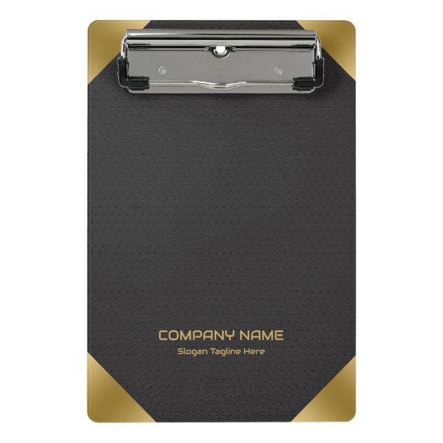 Black leather image print with gold accents mini clipboard (Front)