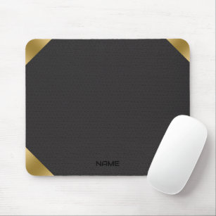 Black leather image print with gold accents mouse pad