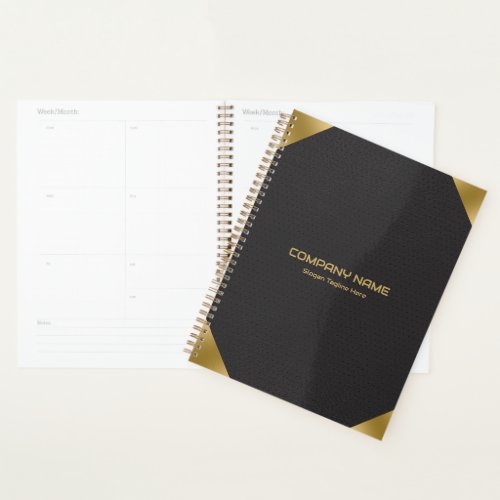  Black leather image print with gold accents Planner