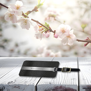 Black Leather Imitation Snakeskin Pattern Custom Luggage Tag