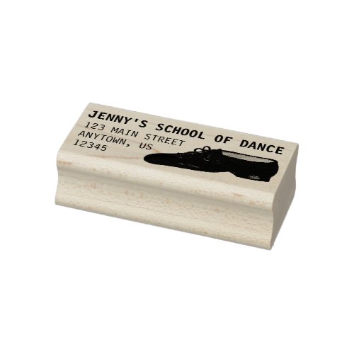 Black Leather Jazz Dance Shoe Studio Address Rubber Stamp