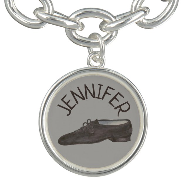 Black Leather Jazz Dance Shoe Teacher Dancer Bracelet (Design)