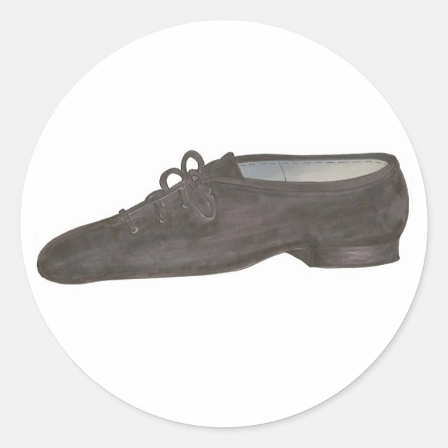 Black Leather Jazz Shoe Dance Teacher Class Classic Round Sticker (Front)