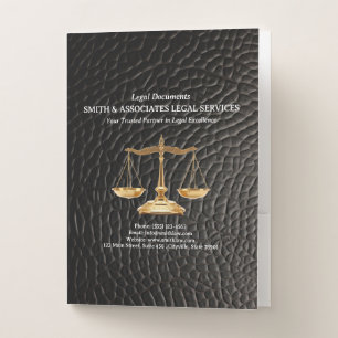 Black Leather Legal File or Document Pocket Folder