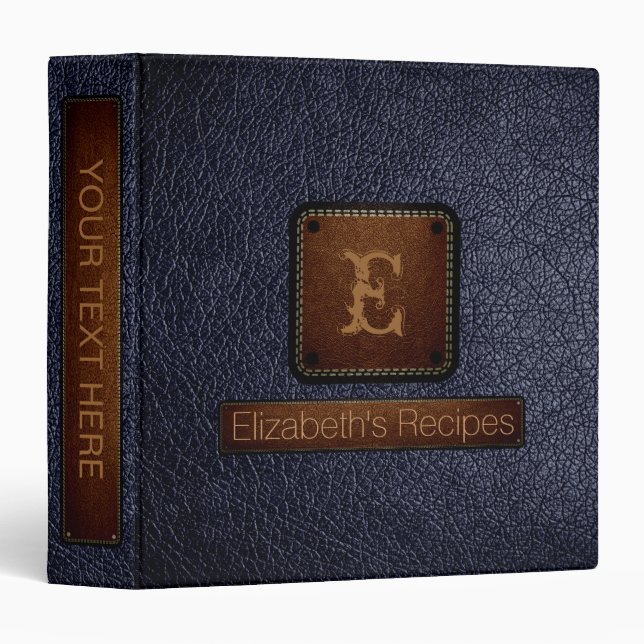 Black Leather Look Brown Tag Binder (Front/Spine)