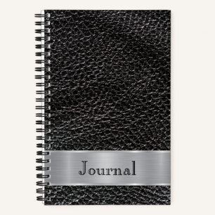 Black leather look journal