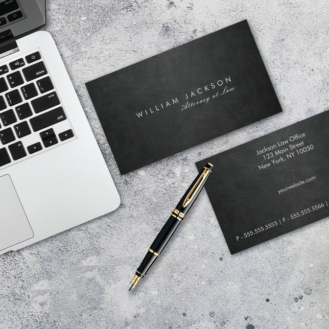 Black Leather Look Law Office Business Card (Creator Uploaded)