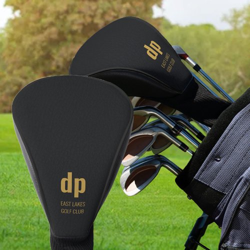 Black Leather Look Monogram and Personalized Name Golf Head Cover