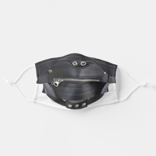 Black Leather Look Mouth Metal Zipper Adult Cloth Face Mask