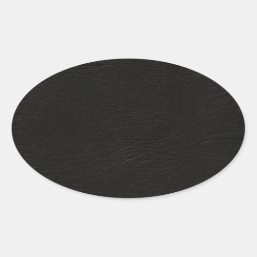 Black Leather Look Oval Sticker