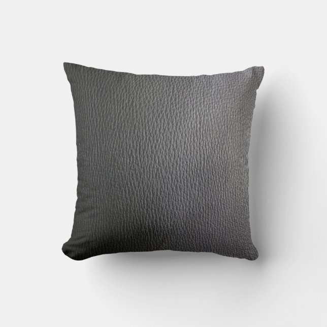Black Leather Look Pattern Throw Pillow (Front)