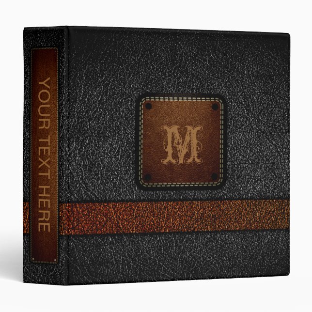 Black Leather Look Tag Brown Binder (Front/Spine)