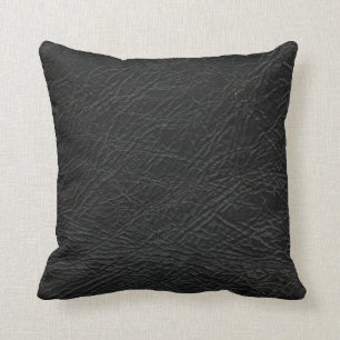 black leather look throw pillow