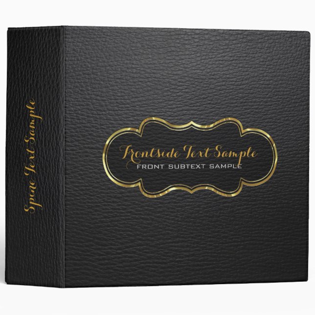 Black Leather Look Touch Of Gold Binder (Front/Spine)