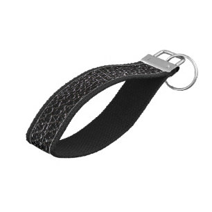 Black leather look wrist keychain