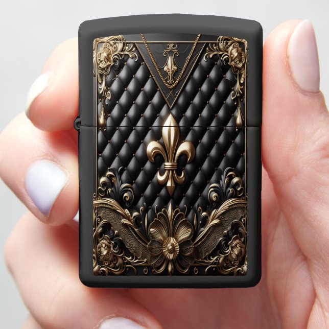 Black Leather Luxe Masterpiece Zippo Lighter (In Hand)