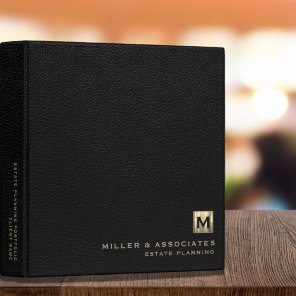 Black Leather Luxury Gold Estate Planning 3 Ring Binder