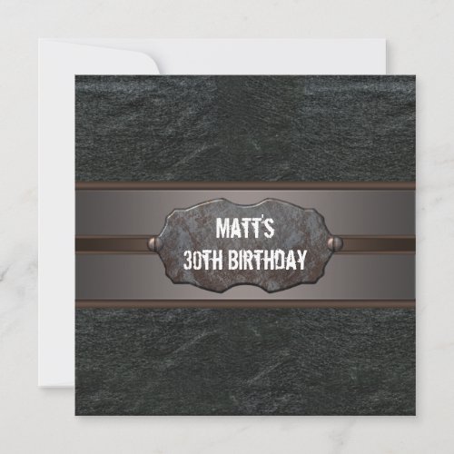 Black Leather Mans 30th Birthday Party Custom Invite