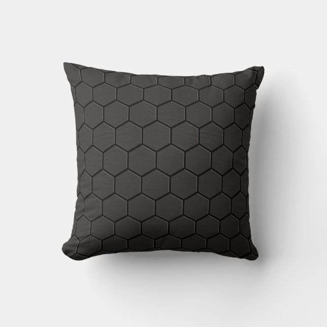 Black Leather Matrix Print Pillow #1 (Front)