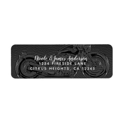 Black Leather Motorcycle Biker Party Label