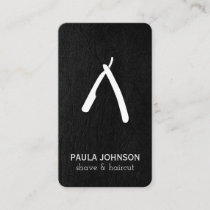 Black Leather Mustache and Barber Blade Business Card