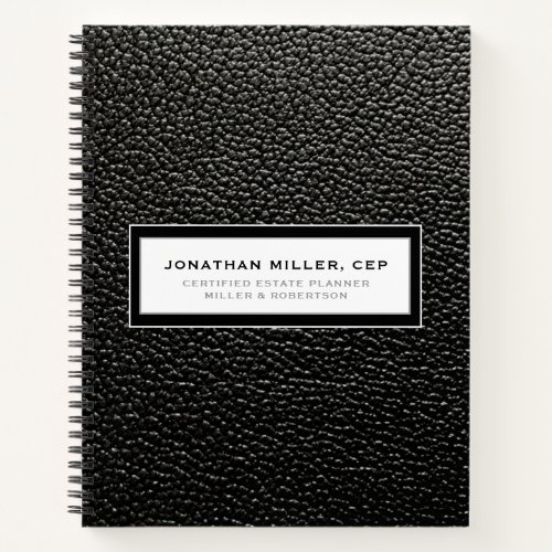 Black Leather Name Title Company Notebook