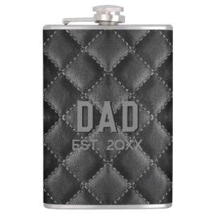 Black Leather New Dad Flask