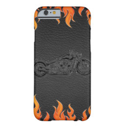 Black Leather Orange Flames Motorcycle Biker Barely There iPhone 6 Case