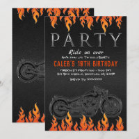 Black Leather Orange Flames Motorcycle Biker Party