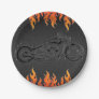 Black Leather Orange Flames Motorcycle Biker Party Paper Plates