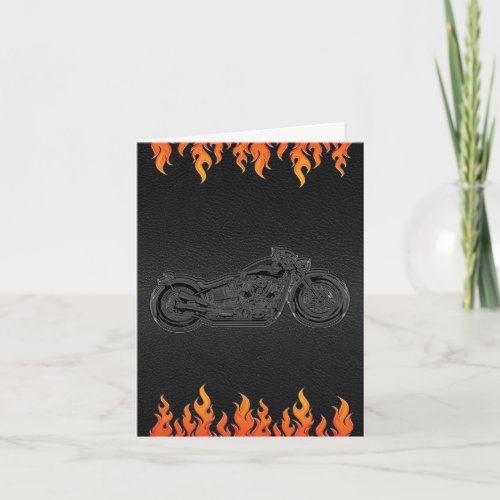 Black Leather Orange Flames Motorcycle Thank You