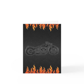 Black Leather Orange Flames Motorcycle Thank You Card