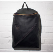 Black Leather Oscar Backpack With Custom Interior (Front)