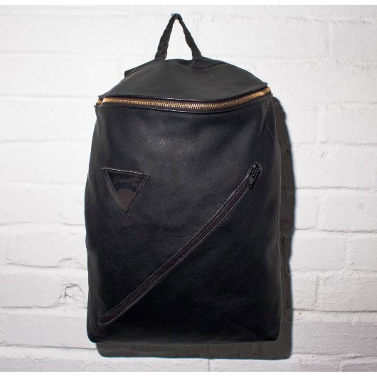 Black Leather Oscar Backpack With Custom Interior (Front)