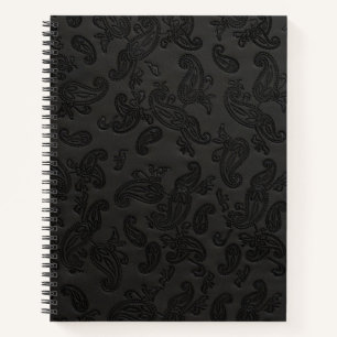 Black Leather Paisley Notebook
