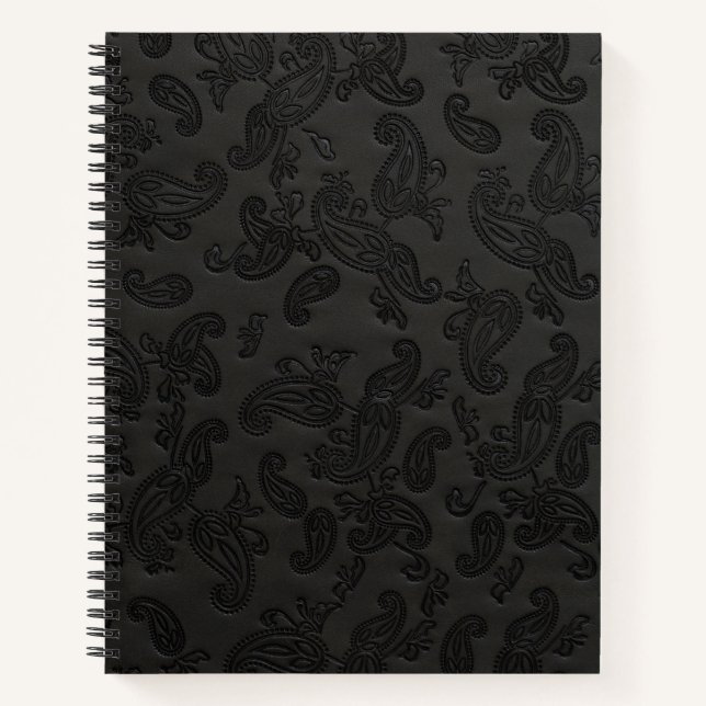 Black Leather Paisley Notebook (Front)