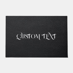 BLACK LEATHER PERSONALIZED TEXT DOOR MAT