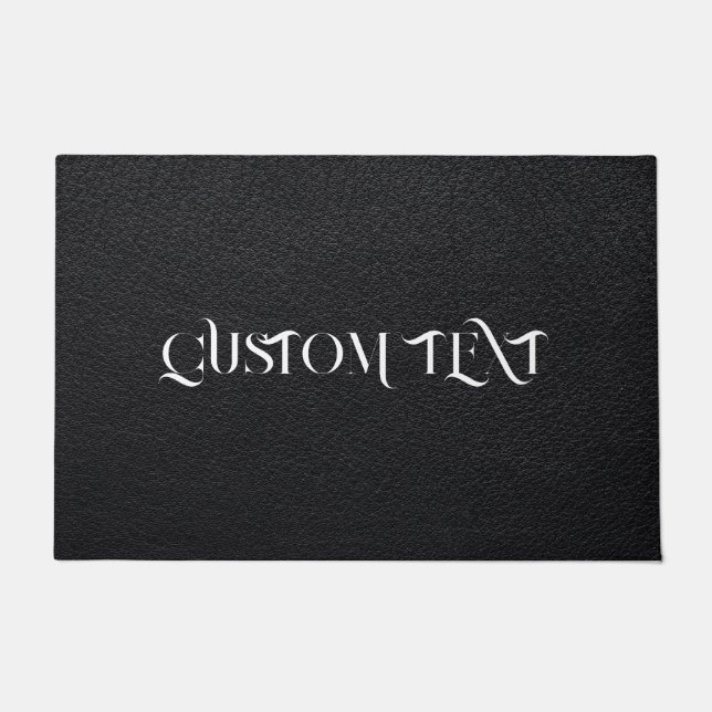 BLACK LEATHER PERSONALIZED TEXT DOOR MAT (Front)